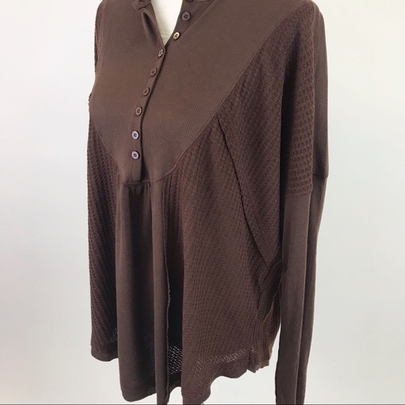 Umgee Brown Waffle Knit Tunic Top - Picture 4 of 6